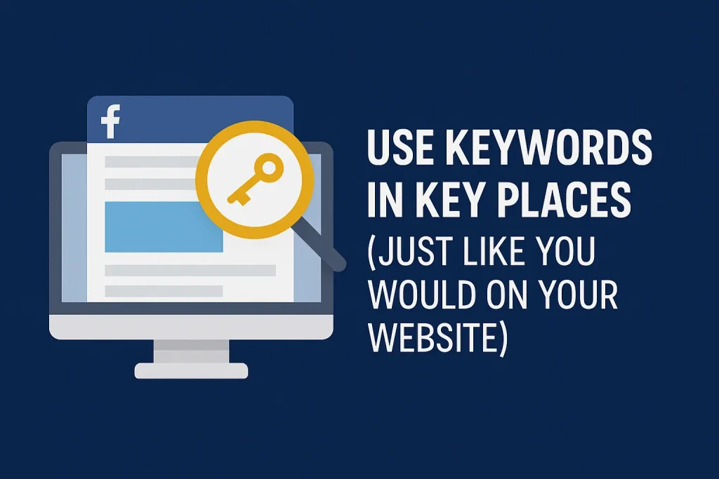 Optimised Facebook About section with strategic keyword placement for SEO